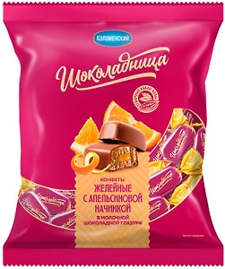 Изображение товара Конфеты Шоколадница желейные с апельсиновой начинкой в молочной шоколадной глазури 200г