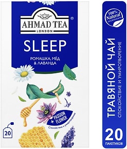 Изображение товара Напиток чайный Ahmad Tea Sleep Ромашка-Мед-Лаванда 20*1.5г