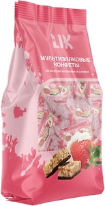 Изображение товара Конфеты Lik хрустящие со вкусом клубники и сливок 250г