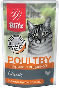 Изображение товара Влажный корм для кошек Blitz Classic Poultry Курица с индейкой 85г