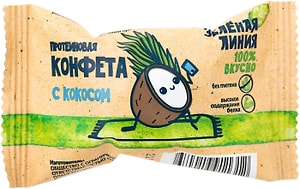 Изображение товара Конфета Зеленая линия протеиновая с кокосом 30г