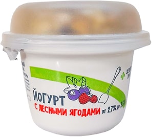 Изображение товара Йогурт Зеленая линия с лесными ягодами и гранолой с изюмом 2.7-3.5% 190г
