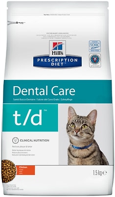 Сухой корм для кошек Hills Prescription Diet t/d Dental Care при заболеваниях полости рта с курицей 1.5кг