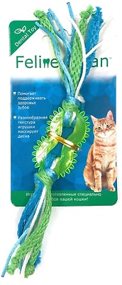 Игрушка для кошек Aromadog Feline Clean Dental Колечко прорезыватель с лентами