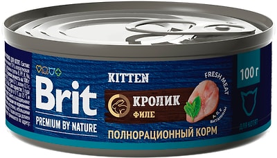 Влажный корм для котят Brit Premium by Nature с мясом кролика 100г