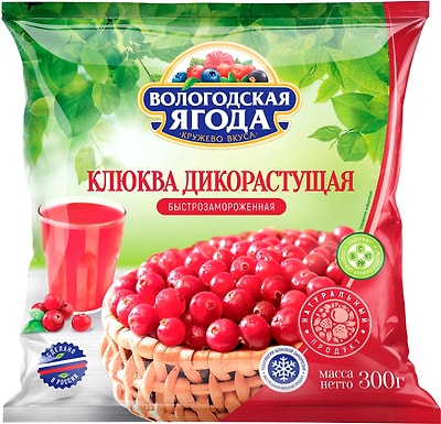 Клюква Кружево вкуса дикорастущая быстрозамороженная 300г