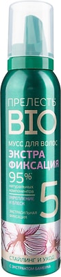 Мусс для укладки волос Прелесть Bio экстрафиксация с экстрактом бамбука 160мл