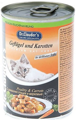 Влажный корм для кошек Dr.Clauders с домашней птицей и морковью 415г