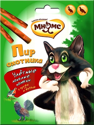 Лакомство для кошек Мнямс Пир охотника Лакомые палочки для кошек дичь гусь 3шт*4г