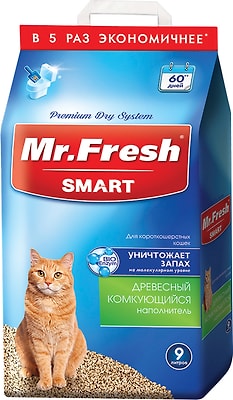 Наполнитель для кошачьего туалета Mr.Fresh Smart для короткошерстных кошек 9л