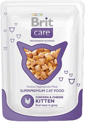 Влажный корм для котят Brit care Курица и сыр 80г