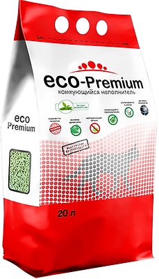 Наполнитель для кошачьего туалета ECO Premium Зеленый чай древесный комкующийся 20л