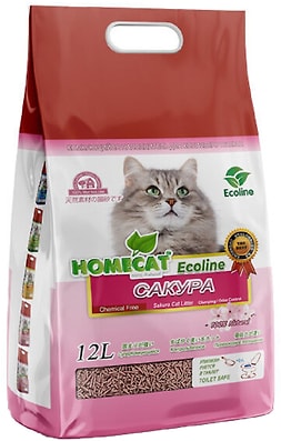 Наполнитель для кошачьего туалета Homecat Ecoline Лотос-Сакура комкующийся 12л
