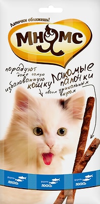 Лакомство для кошек Мнямс Лакомые палочки с лососем и форелью 13.5см 3шт*5г