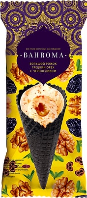 Мороженое Bahroma Большой Рожок грецкий орех и чернослив 105г