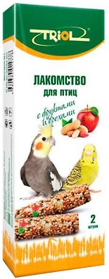 Лакомство для птиц Triol с фруктами и орехами 2шт