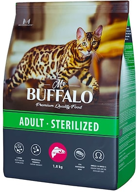 Сухой корм для кошек Mr.Buffalo Sterilized с лососем 1.8кг