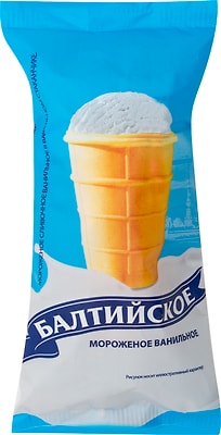 Мороженое Балтийское сливочное ванильное в вафельном стаканчике 70г
