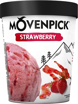 Мороженое Movenpick Молочное Strawberry с кусочками клубники 7.5% 290г