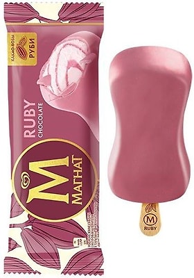 Мороженое Магнат Руби сливочное с белым шоколадом и малиновым наполнителем 8% 70г