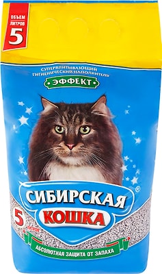 Наполнитель для кошачьего туалета Сибирская кошка Эффект впитывающий 5л
