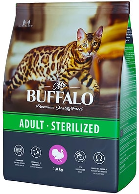 Сухой корм для кошек Mr.Buffalo Sterilized с индейкой 1.8кг