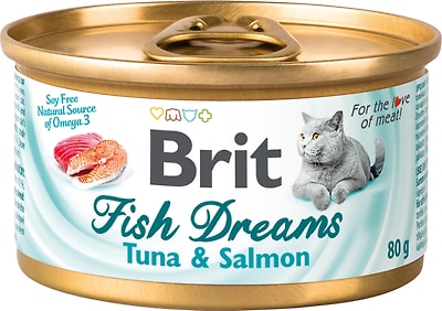 Влажный корм для кошек Brit тунец и лосось 80г