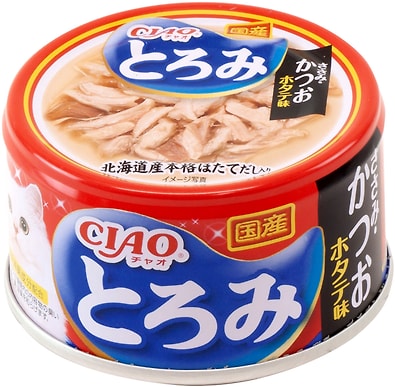 Влажный корм для кошек Inaba Ciao Toromi Куриное филе с тунцом кацуо со вкусом морского гребешка в бульоне 80г