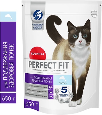 Cухой корм для кошек Perfect Fit Здоровье почек полнорационный с лососем 650г