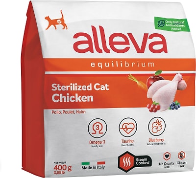 Сухой корм для кошек Alleva Эквилибриум для кастрированных с курицей 400г