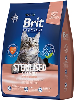 Корм для стерилизованных кошек Brit Premium Sterilized Salmon Chicken с лососем и курицей 2кг