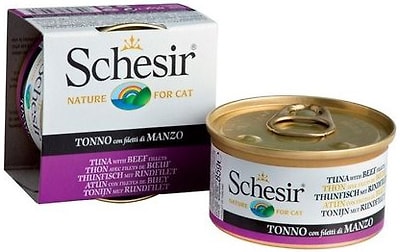Влажный корм для кошек Schesir Тунец и говядина 85г