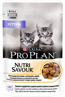 Влажный корм для котят Pro Plan Nutri Savour Kitten кусочки в желе с курицей 85г