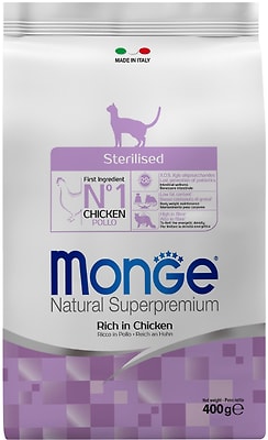 Сухой корм для стерилизованных кошек Monge Cat Sterilised с курицей 400г