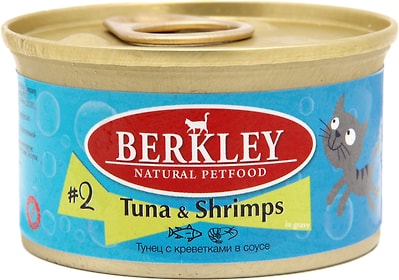 Влажный корм для кошек Berkley №2 тунец с креветками 85г