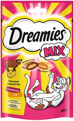 Лакомство для кошек Dreamies MIX с говядиной и сыром 60г