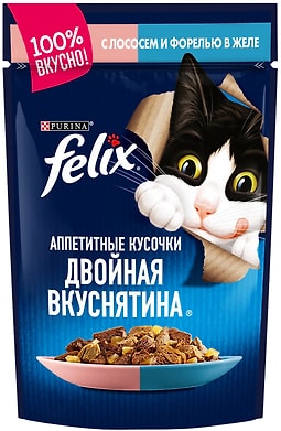 Влажный корм для кошек Felix с лососем и форелью 85г