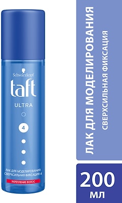 Лак для укладки волос Taft Ultra Устойчивость к внешним факторам Сверхсильная фиксация 4 200мл