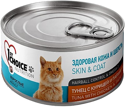 Влажный корм для кошек 1st Choice тунец с курицей и папайей 85г
