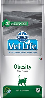 Сухой корм для кошек Farmina Vet Life Cat Obesity диетический с курицей при избыточном весе 2кг