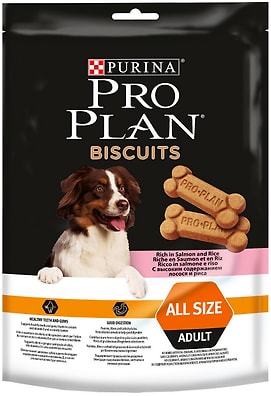 Лакомство для собак Pro Plan Biscuits All Size Adult с лососем и рисом 400г