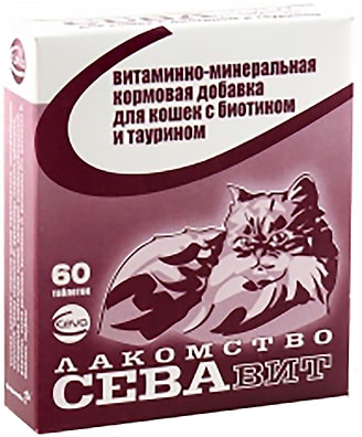 Лакомство для кошек Ceva СЕВАвит с биотином и таурином 60шт