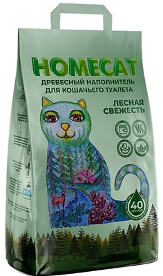 Наполнитель для кошачьего туалета Homecat Древесный 40л 12кг