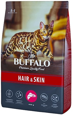 Сухой корм для кошек Mr.Buffalo Adult Hair&Skin с лососем 400г