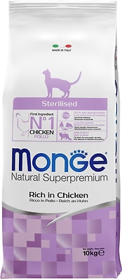 Сухой корм для стерилизованных кошек Monge Cat Sterilised с курицей 10кг