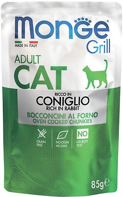 Влажный корм для кошек Monge Grill Adult Cat Итальянский кролик 85г