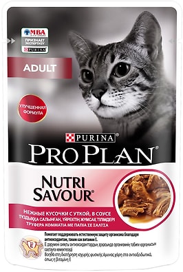 Влажный корм для кошек Pro Plan Nutri Savour Adult кусочки в соусе с уткой 85г