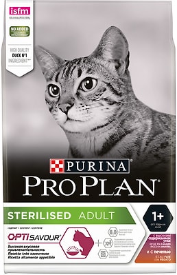 Сухой корм для стерилизованных кошек Pro Plan Optisavour Sterilised с уткой и печенью 3кг