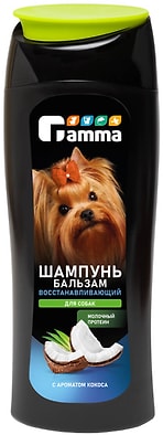 Шампунь-бальзам для собак Gamma восстанавливающий с ароматом кокоса 400мл