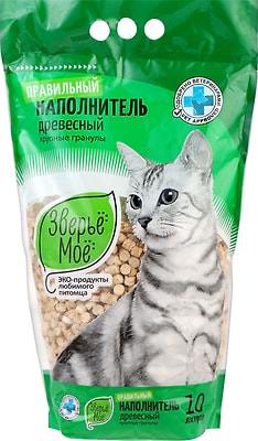 Наполнитель для кошачьего туалета Зверье Мое древесный крупные гранулы 10л